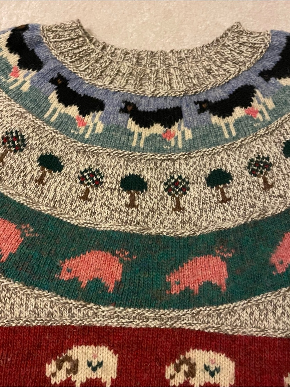 VTG Blueberry Woolens Pure Wool Farm Animal Sweater Small EUC - Picture 5 of 8